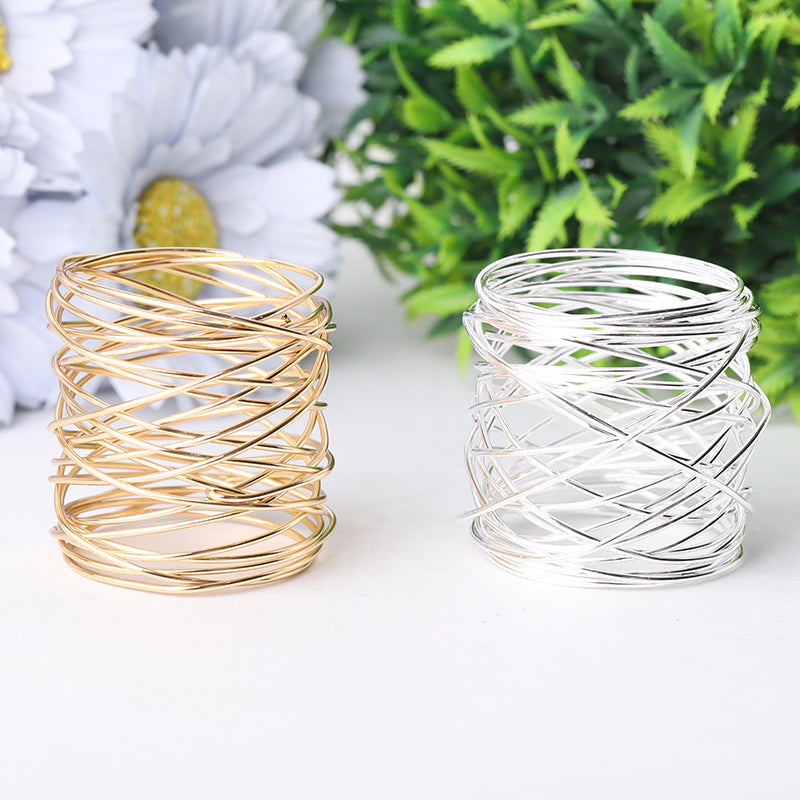 Metal Coil Crystal Holder 1.5" Diameter | Gold Silver Decor