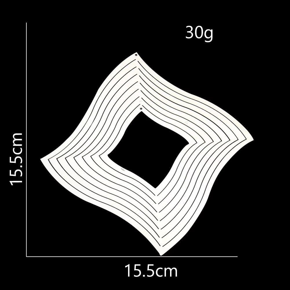 White concentric square pattern with hollow center on Metal Kinetic Wind Spinner