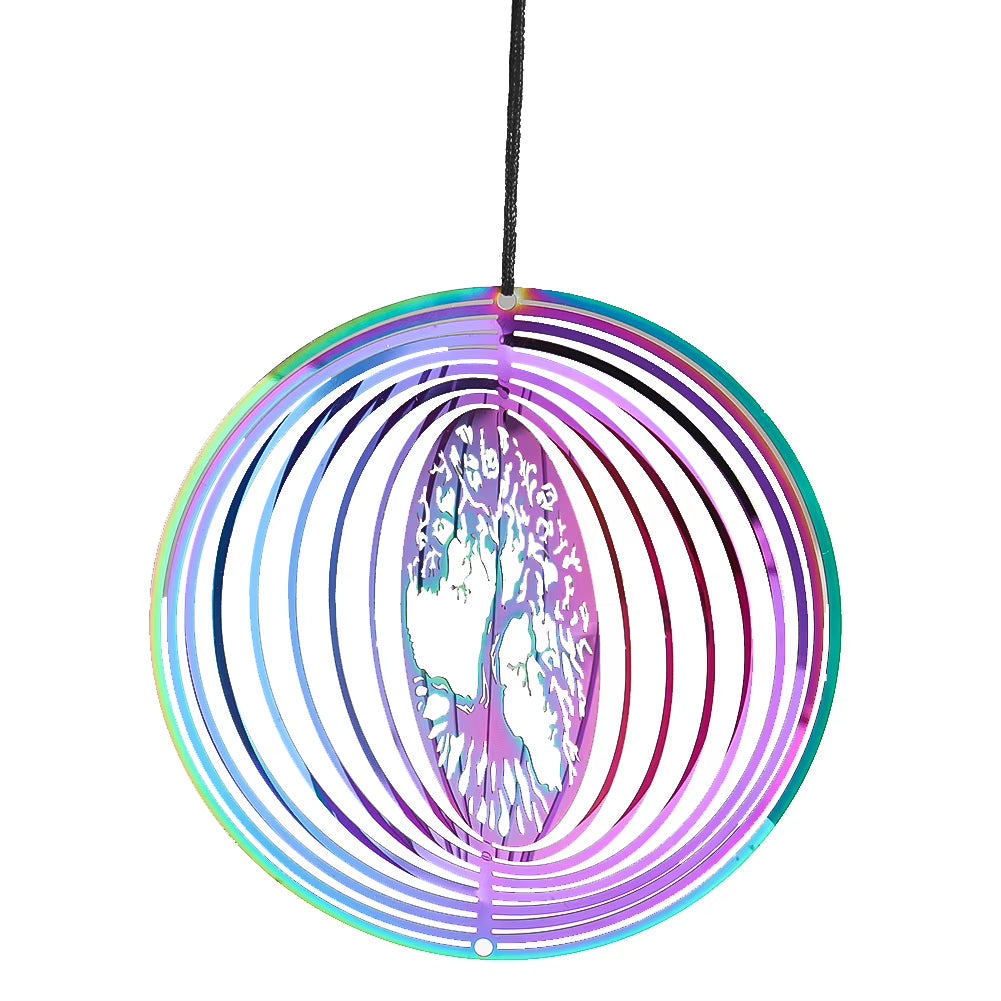 Gorgeous Tree of Life Wind Spinner 3D Rotating Mirror Windchime Catcher Hanging Yoga Meditation Yard Garden Decor Bird Deterrent