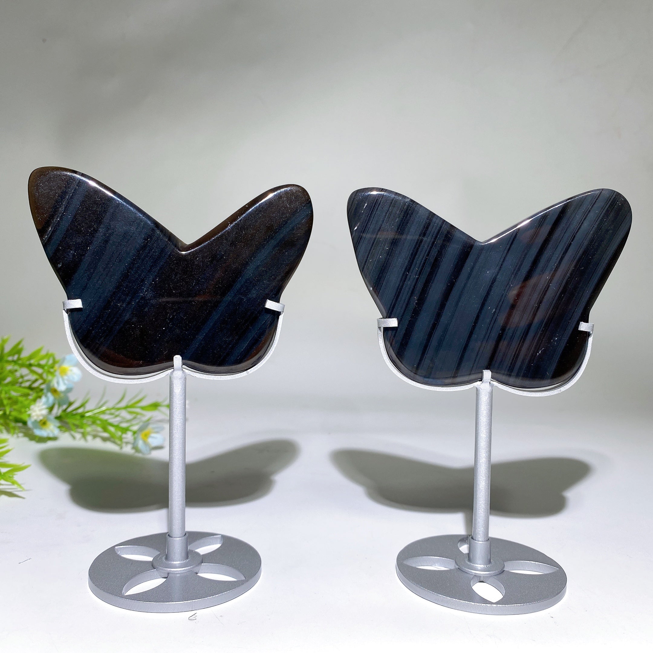 Midnight Lace Obsidian Crystal Carvings with Stand 4 Shapes