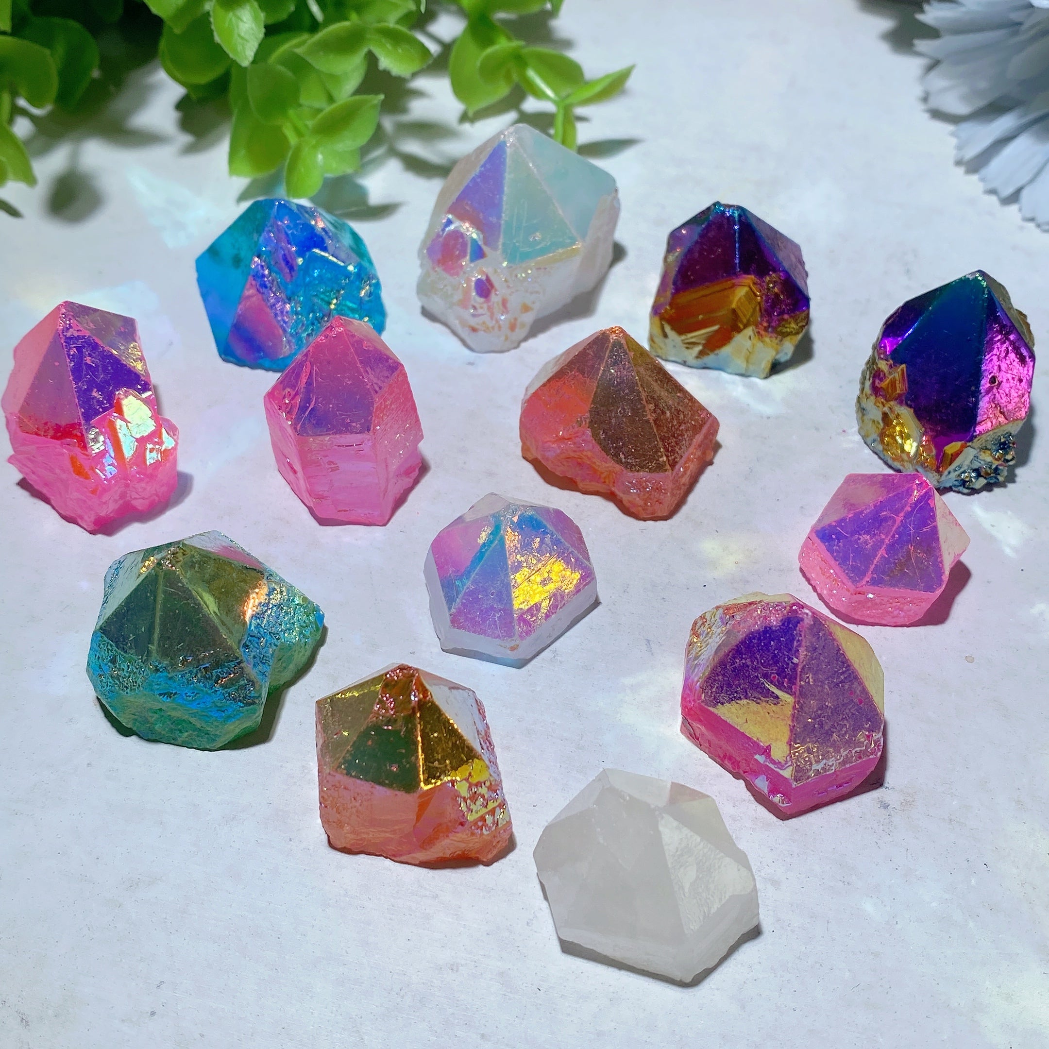 Mini Aura Coated Crystal Points 1 Inch Polished Healing