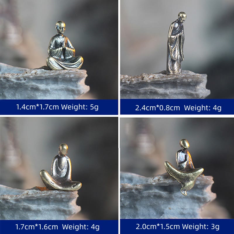 Mini Buddha Statue Set | Metal Meditation Monk Décor