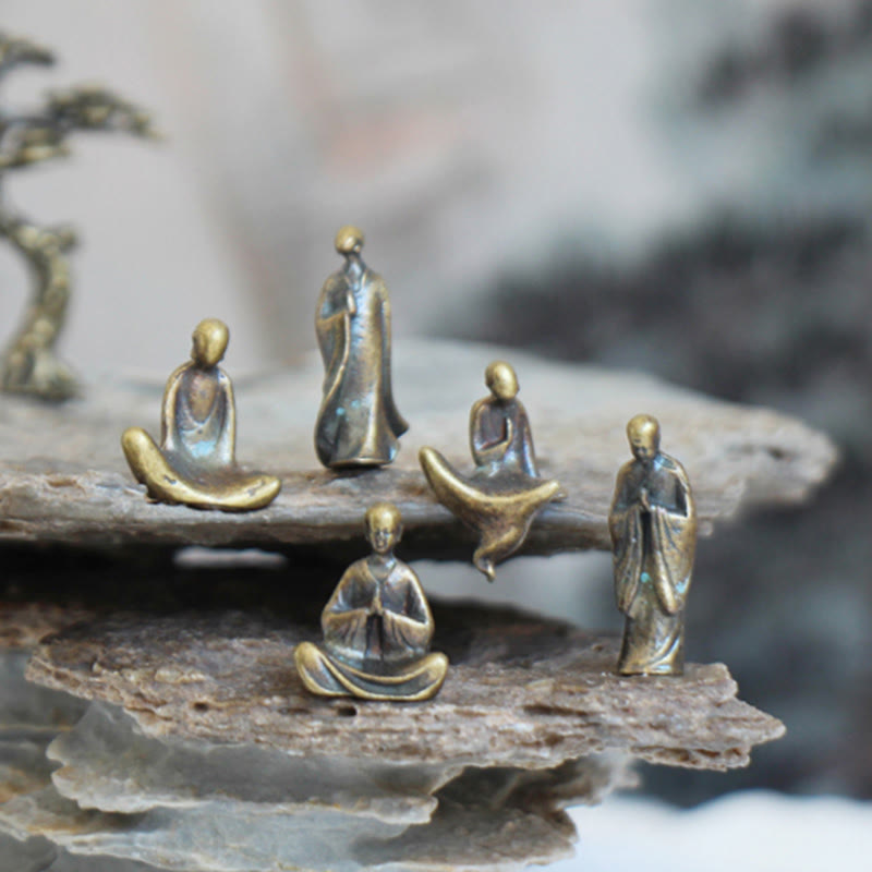 Mini Buddha Statue Set | Metal Meditation Monk Décor