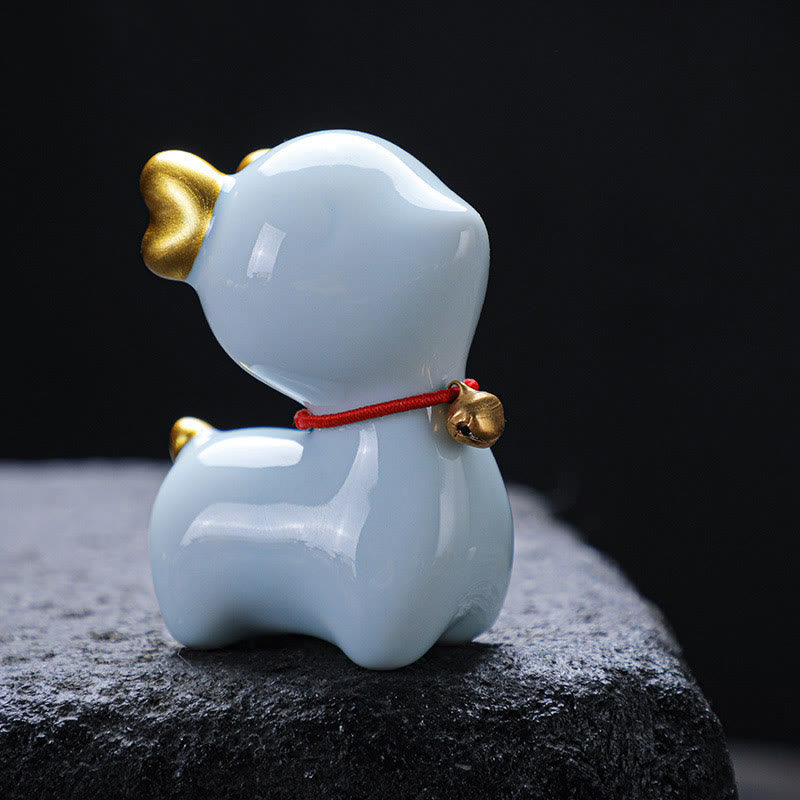 Mini Ceramic Deer Tea Pet Figurine for Spiritual Decor