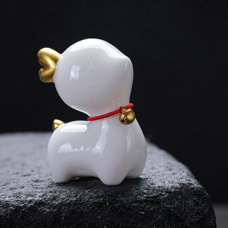 Mini Ceramic Deer Tea Pet Figurine for Spiritual Decor