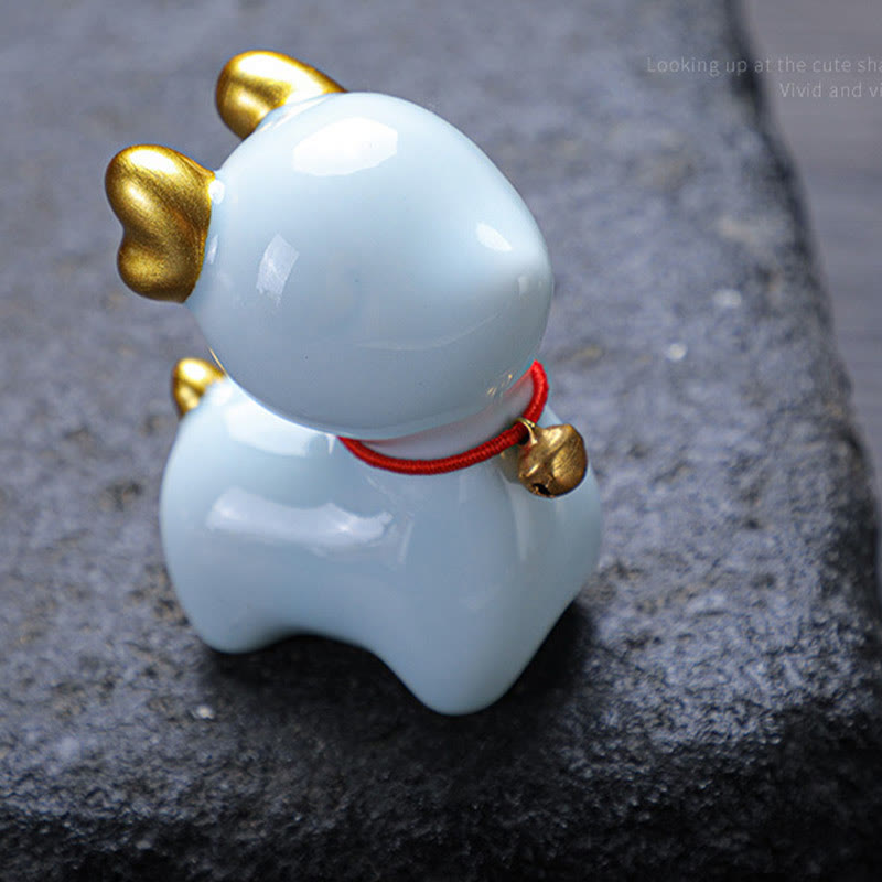 Mini Ceramic Deer Tea Pet Figurine for Spiritual Decor
