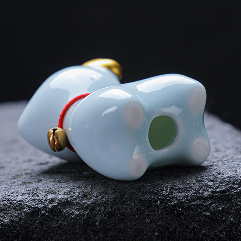 Mini Ceramic Deer Tea Pet Figurine for Spiritual Decor