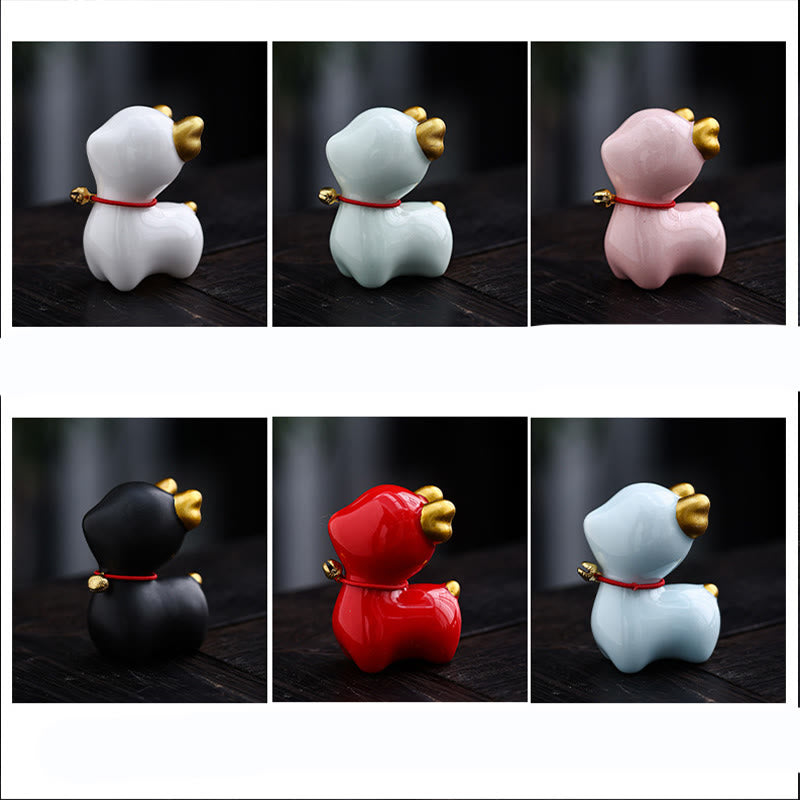 Mini Ceramic Deer Tea Pet Figurine for Spiritual Decor