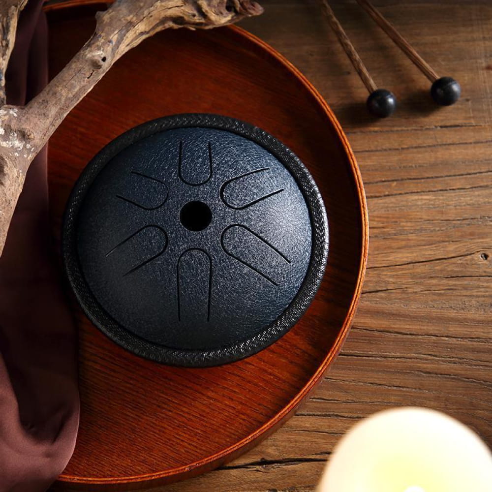 Mini Copper Disc Steel Tongue Drum 5.5’ 6 Notes C Key - 5.5 Inches/6 Notes (C5 Key) / Navy Blue