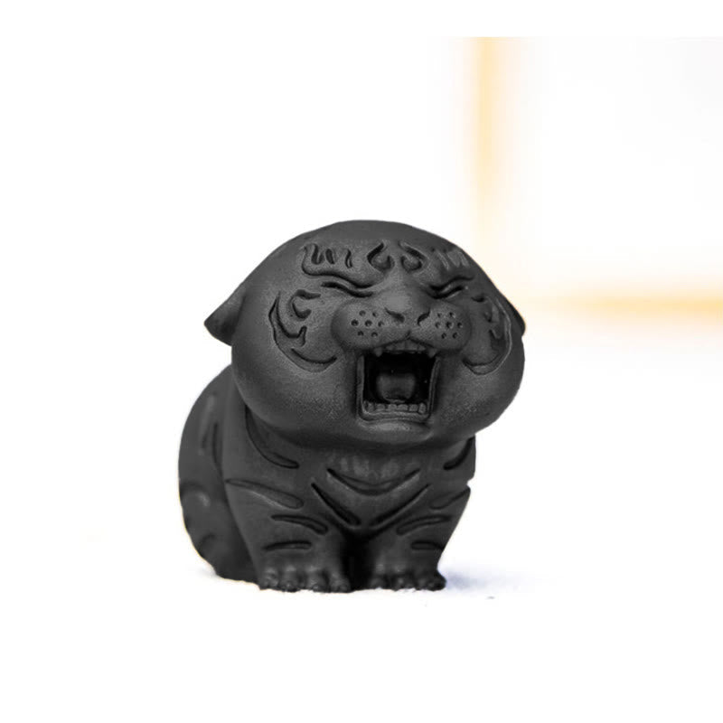 Mini Cute Tiger Iron Resin Statue - Spiritual Animal Figurine