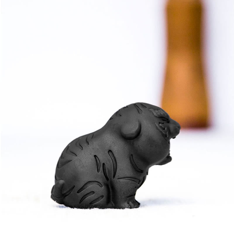 Mini Cute Tiger Iron Resin Statue - Spiritual Animal Figurine