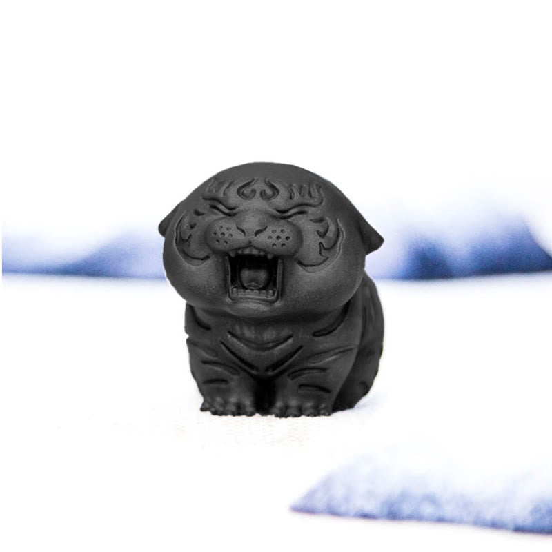 Mini Cute Tiger Iron Resin Statue - Spiritual Animal Figurine