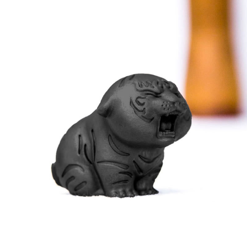 Mini Cute Tiger Iron Resin Statue - Spiritual Animal Figurine
