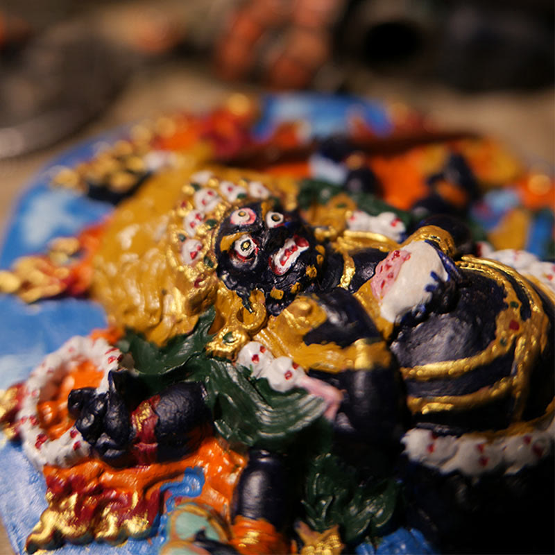 Mini Daikokuten God of Wealth Buddha Statue 9.6cm Clay Decor