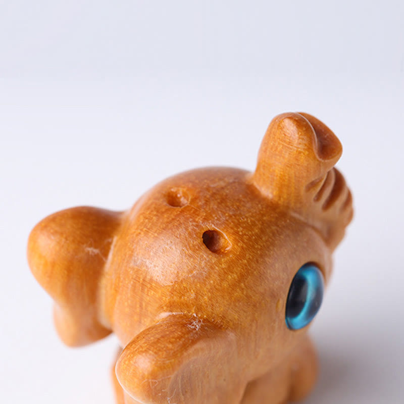 Mini Elephant Carved Decoration in Sandalwood for Protection & Luck