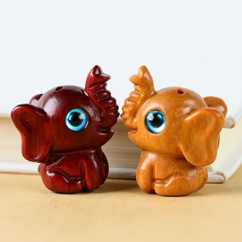 Mini Elephant Carved Decoration in Sandalwood for Protection & Luck