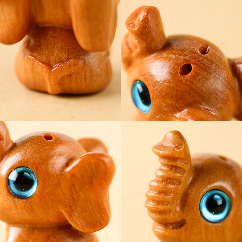 Mini Elephant Carved Decoration in Sandalwood for Protection & Luck