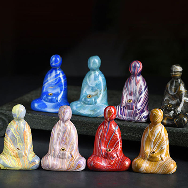 Mini Formless Buddha Ebony Wood Lacquer Craft Incense Holder