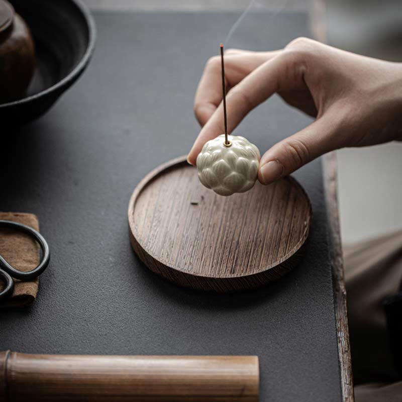 Mini Lotus Flower Ceramic Incense Burner 3.5cm Meditation