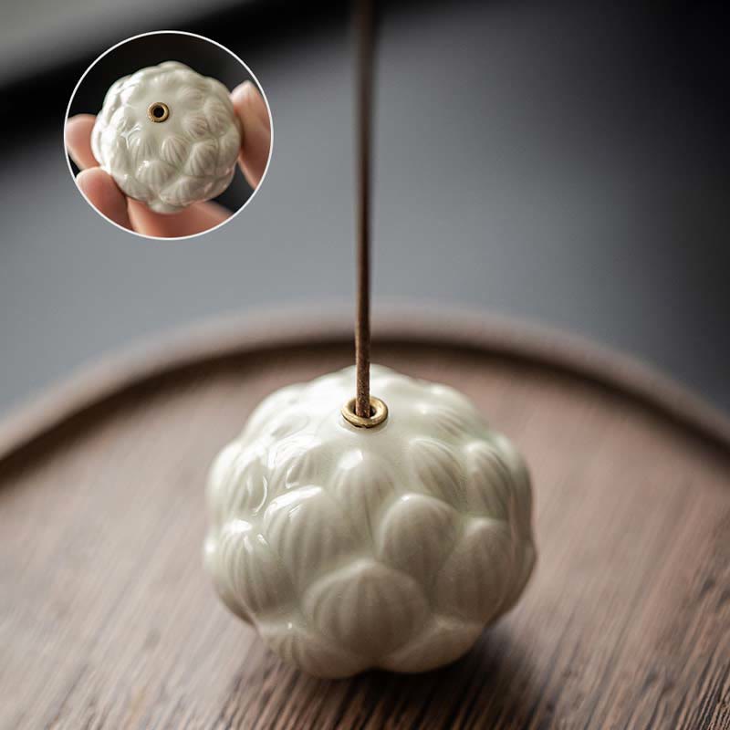 Mini Lotus Flower Ceramic Incense Burner 3.5cm Meditation