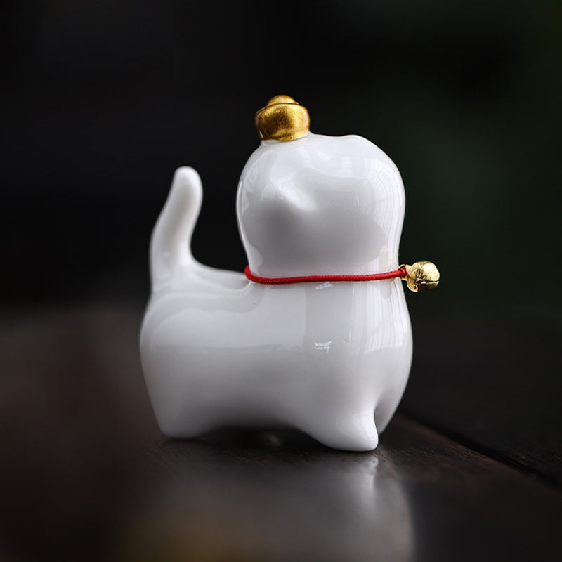Mini Lucky Cat Ceramic Figurine for Luck and Prosperity