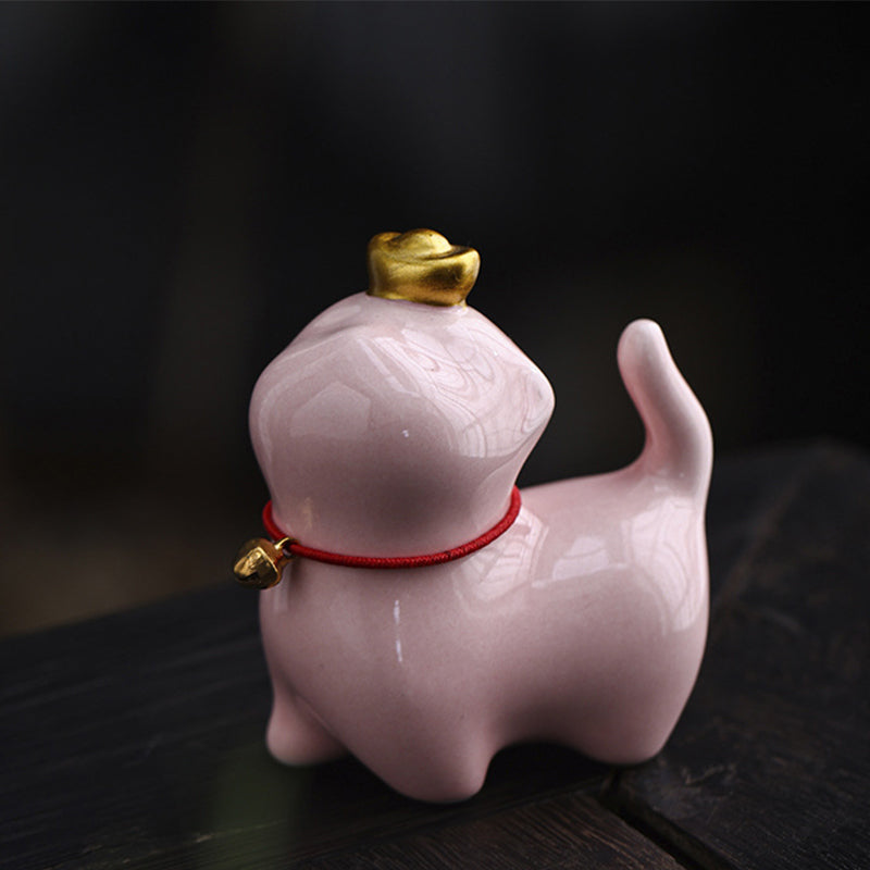 Mini Lucky Cat Ceramic Figurine for Luck and Prosperity