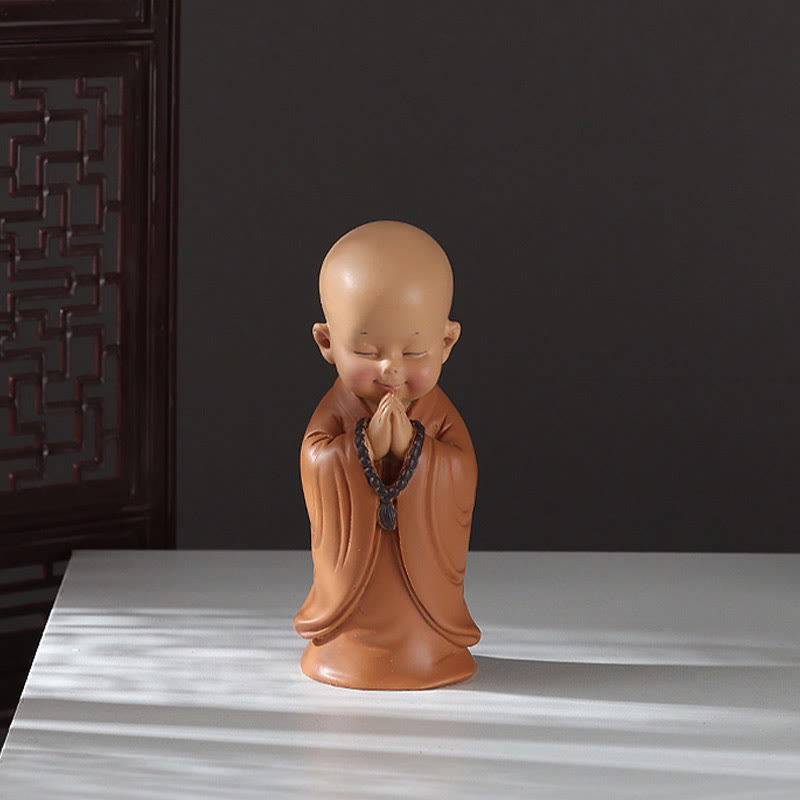 Mini Meditation Praying Monk Resin Buddha Statue for Serenity