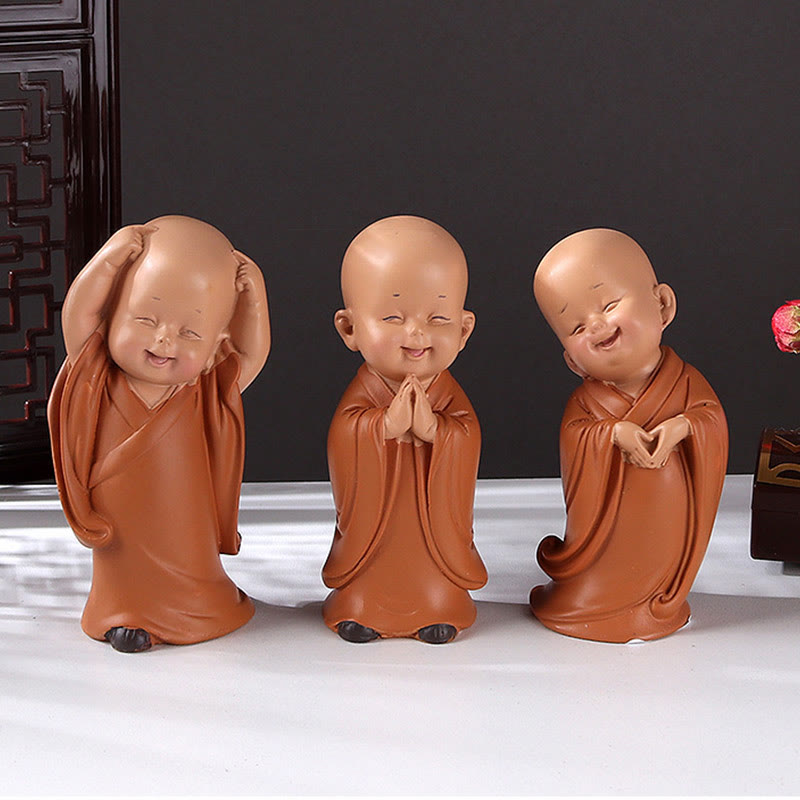 Mini Meditation Praying Monk Resin Buddha Statue for Serenity