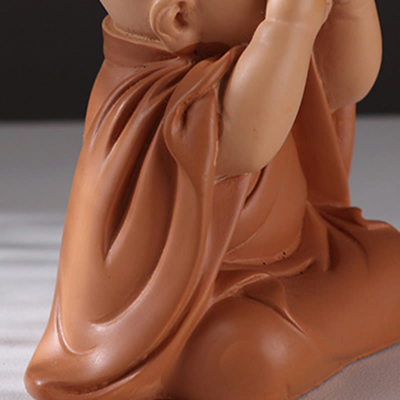 Mini Meditation Praying Monk Resin Buddha Statue for Serenity