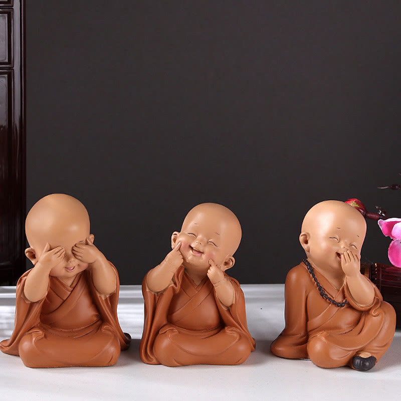 Mini Meditation Praying Monk Resin Buddha Statue for Serenity