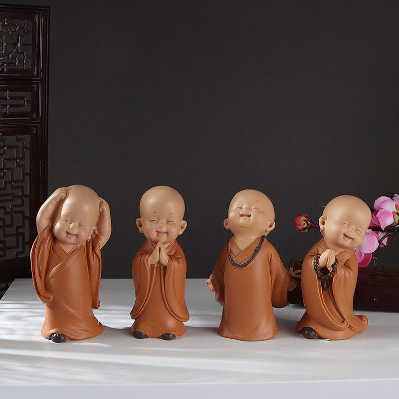 Mini Meditation Praying Monk Resin Buddha Statue for Serenity