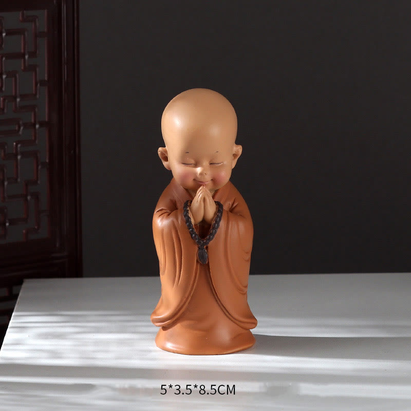 Mini Meditation Praying Monk Resin Buddha Statue for Serenity