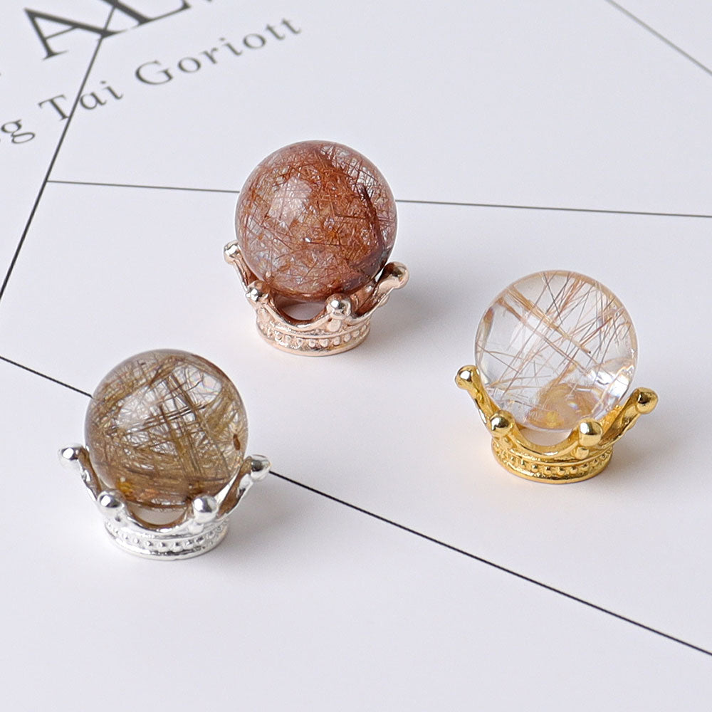 Mini Metal Crown Crystal Display Stand Set of 3