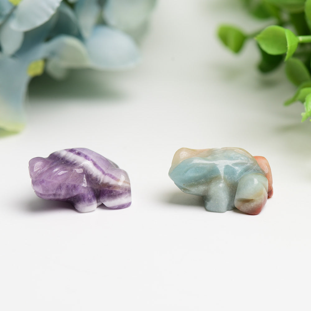 Mini Mixed Crystal Frog Carving 1-Inch Healing Figurine