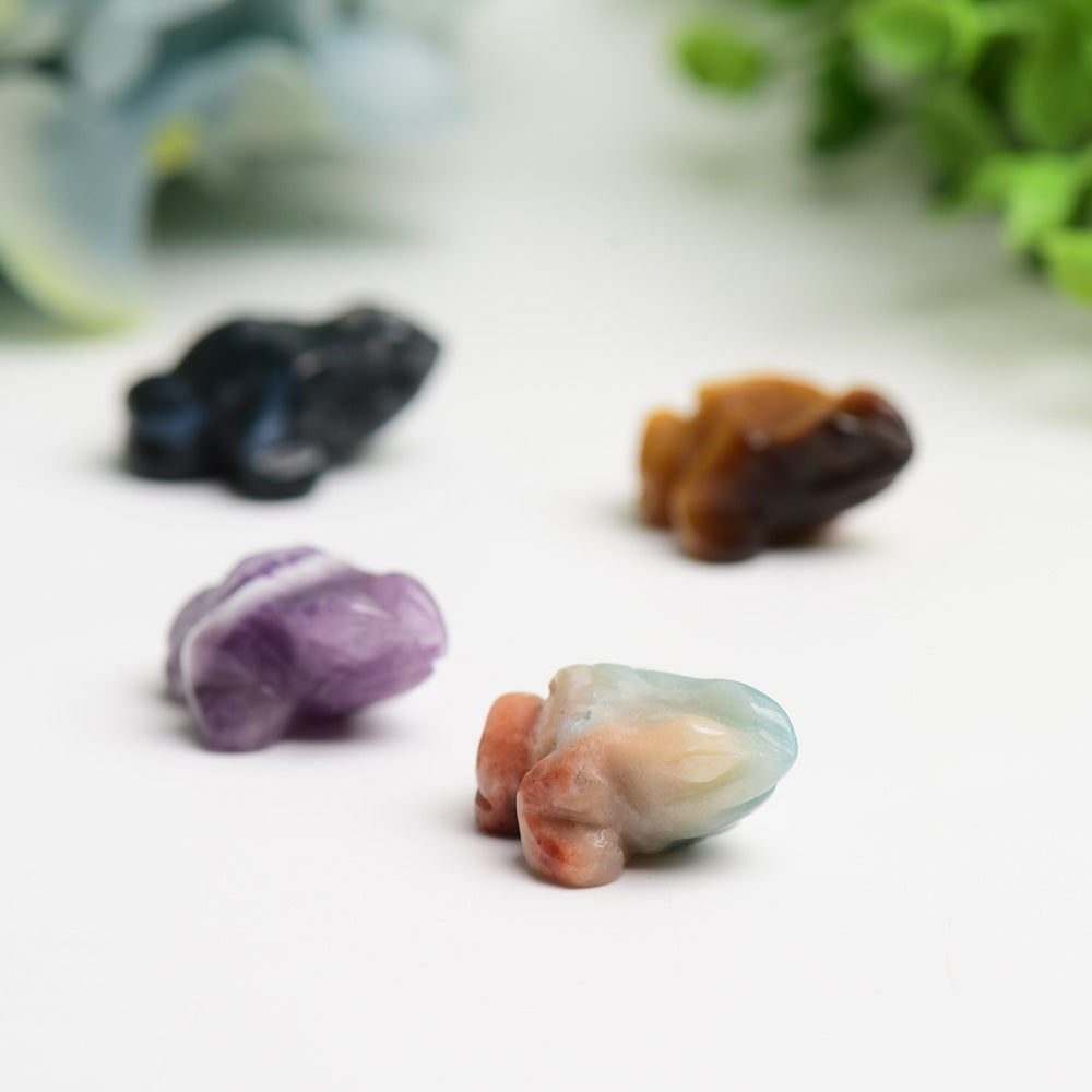 Mini Mixed Crystal Frog Carving 1-Inch Healing Figurine