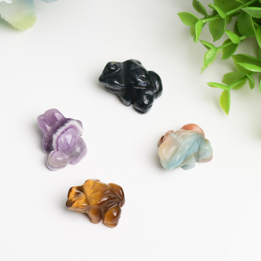Mini Mixed Crystal Frog Carving 1-Inch Healing Figurine