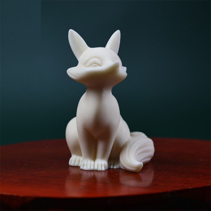 Mini Nine-Tailed Fox Ivory Fruit Protection Figurine