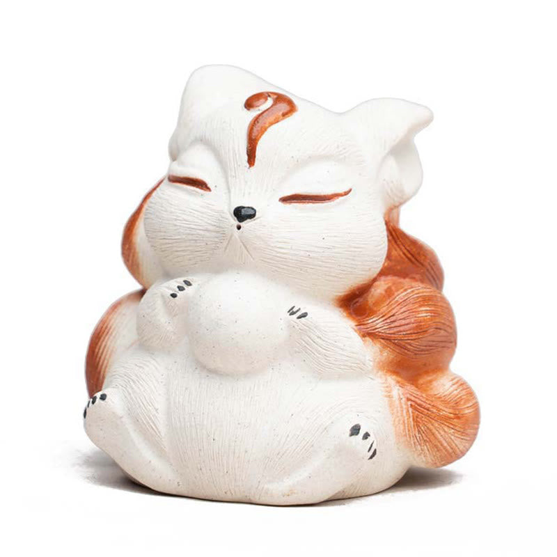 Mini Nine-Tailed Fox Purple Clay Desk Decoration for Zen