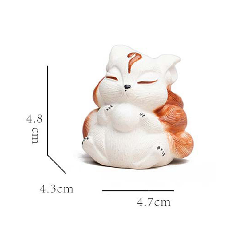Mini Nine-Tailed Fox Purple Clay Desk Decoration for Zen