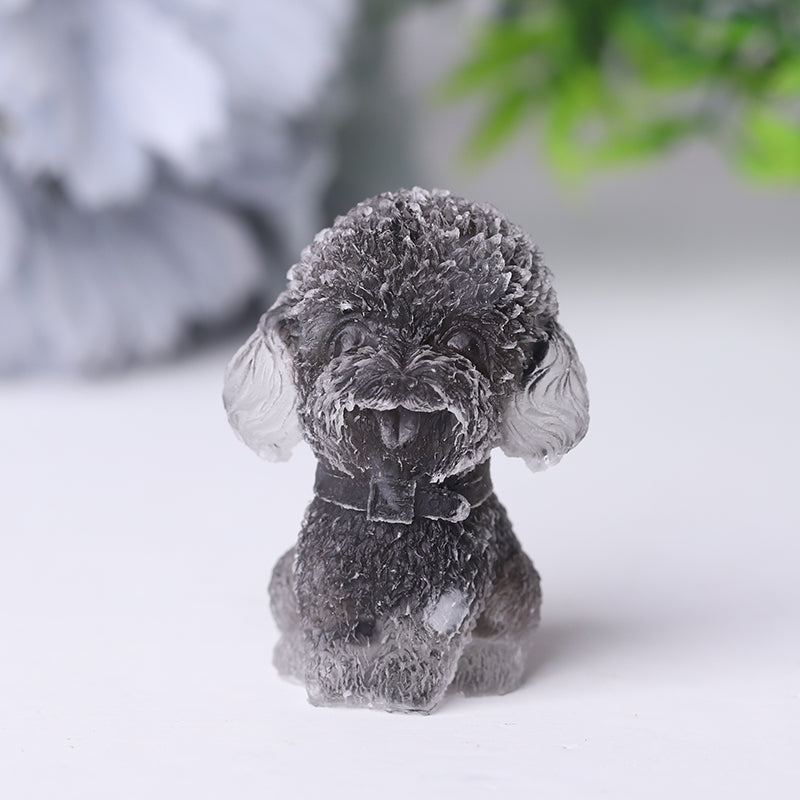 Mini Resin Crystal Dog Figurine 1.5 Inch Healing Statue