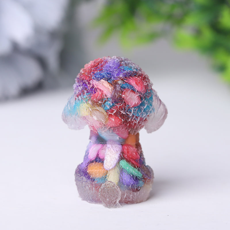 Mini Resin Crystal Dog Figurine 1.5 Inch Healing Statue