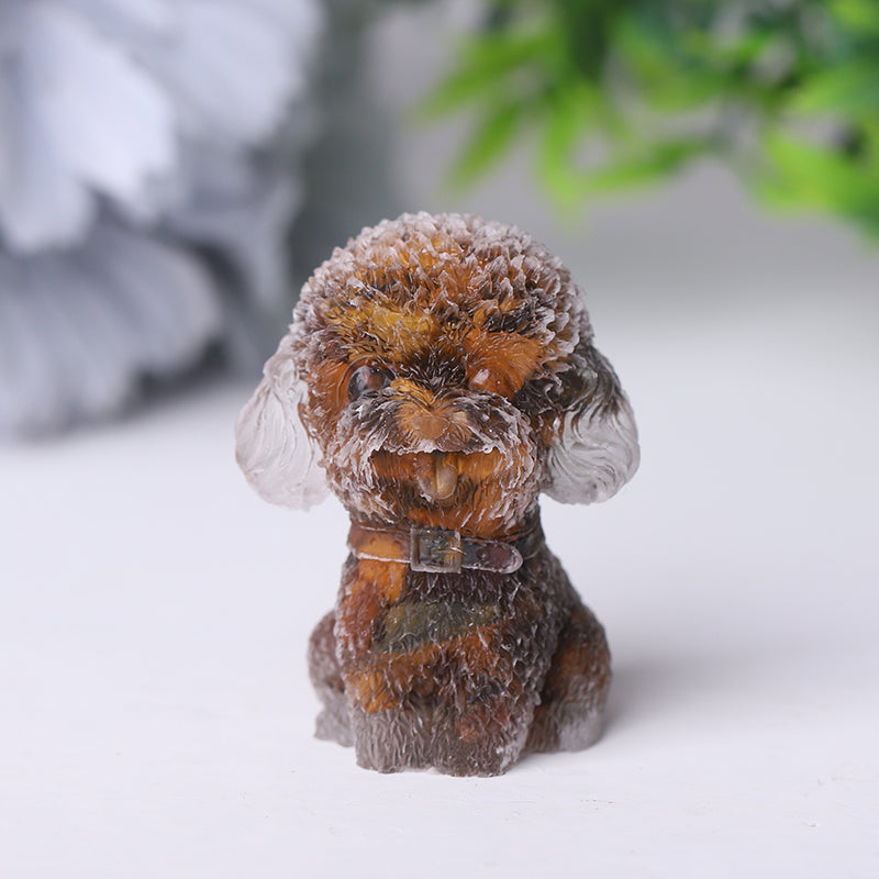 Mini Resin Crystal Dog Figurine 1.5 Inch Healing Statue