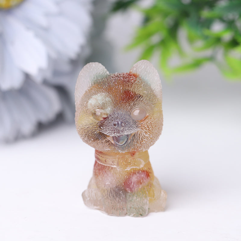 Mini Resin Crystal Dog Figurine - 1.6 inch Healing Figure