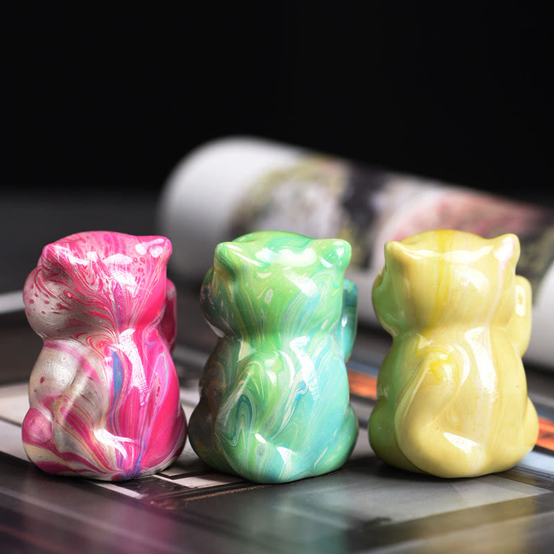 Mini Rosewood Cat Zen Ornament - Handmade Lacquer Craft