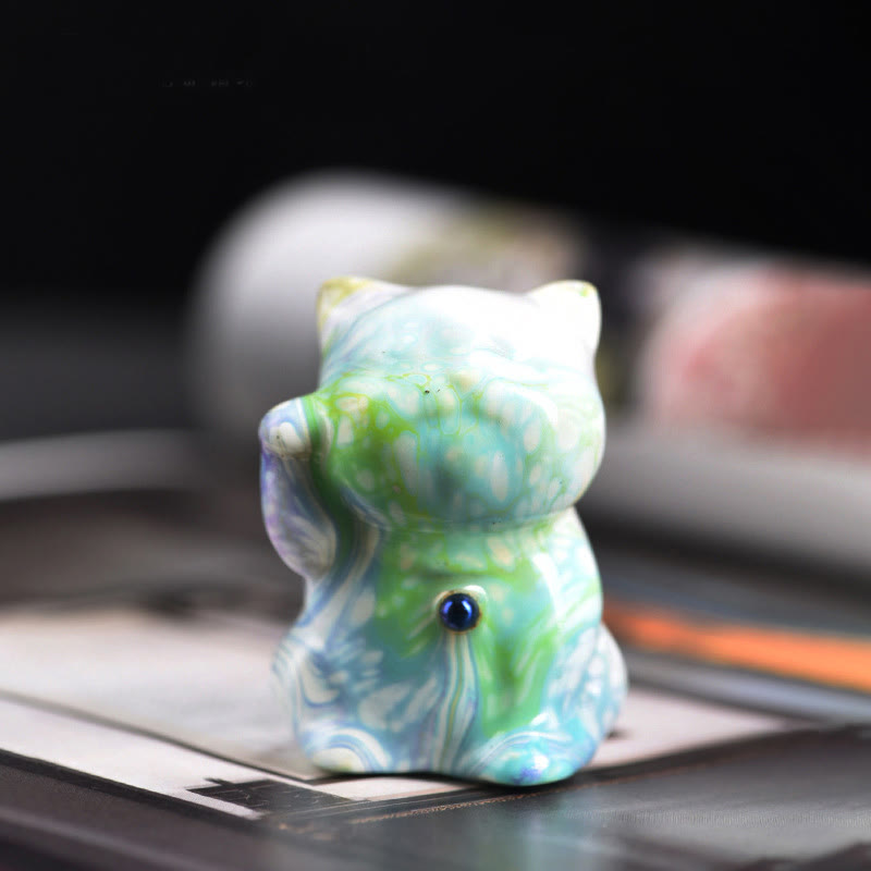 Mini Rosewood Cat Zen Ornament - Handmade Lacquer Craft