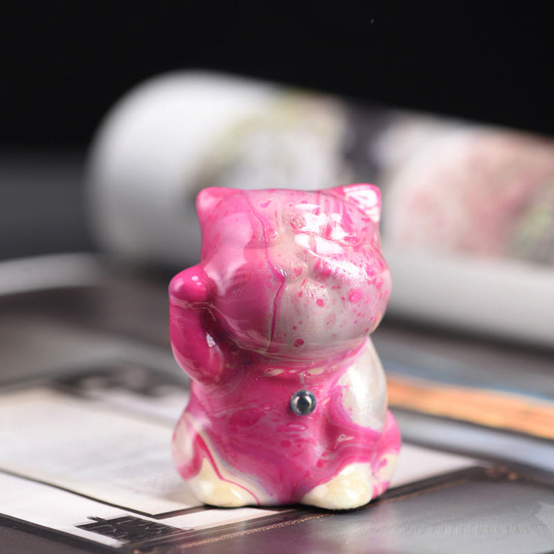 Mini Rosewood Cat Zen Ornament - Handmade Lacquer Craft