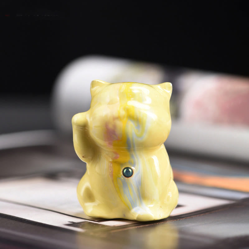 Mini Rosewood Cat Zen Ornament - Handmade Lacquer Craft