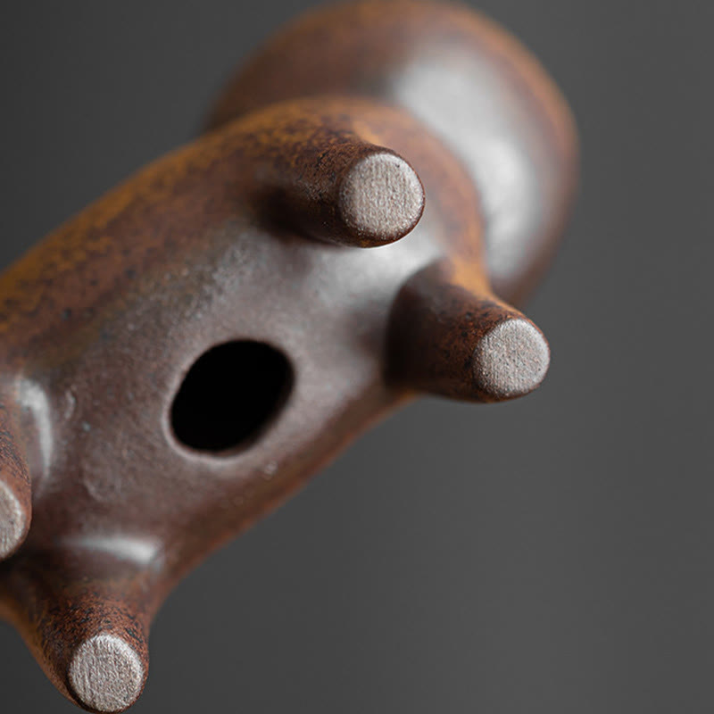 Mini Standing Cat and Feng Shui Frog Ceramic Figurines for Home Decor