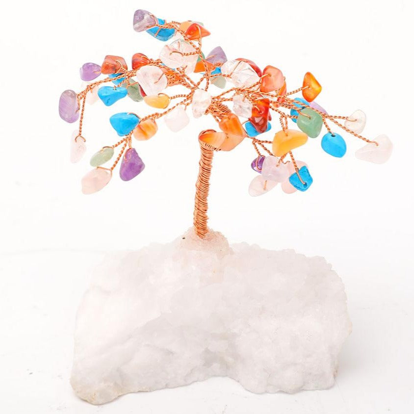 Mixed Colorful Crystal Lucky Tree 3 Inch with Quartz Base