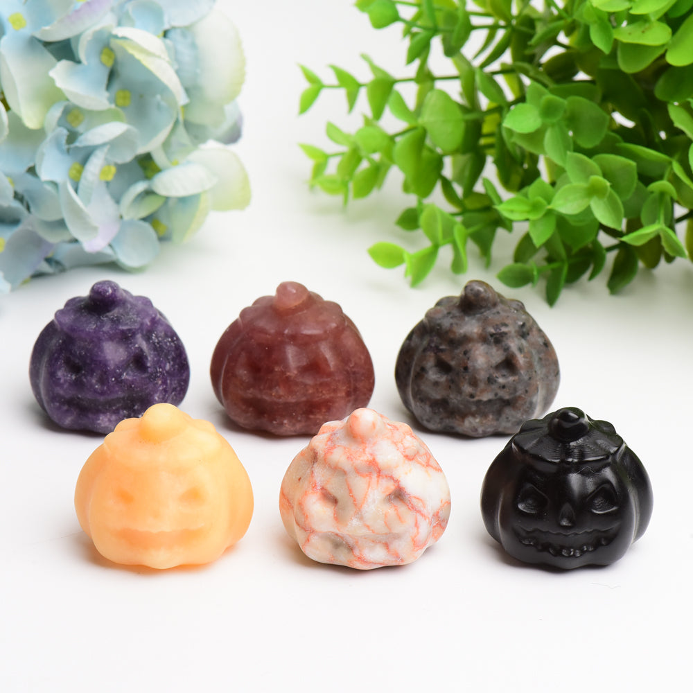 Mixed Crystal 1.7 Inch Pumpkin Figurine for Healing Decor